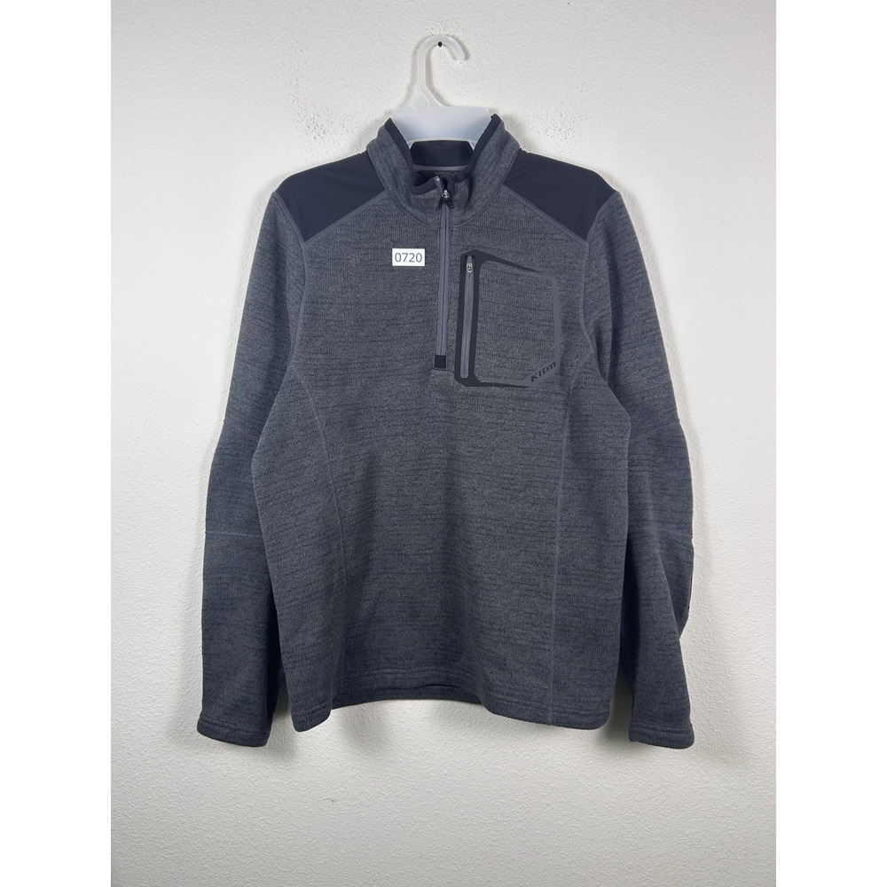 Klim Sweater Mens Medium Gray Quarter Zip Knit Fleece Outdoor‎ Pullover